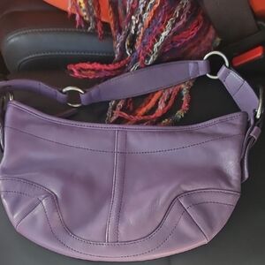 Purple Leather Soho Hobo Bag  Antiqued Silver Hardware Vintage Y2K Casual Corner